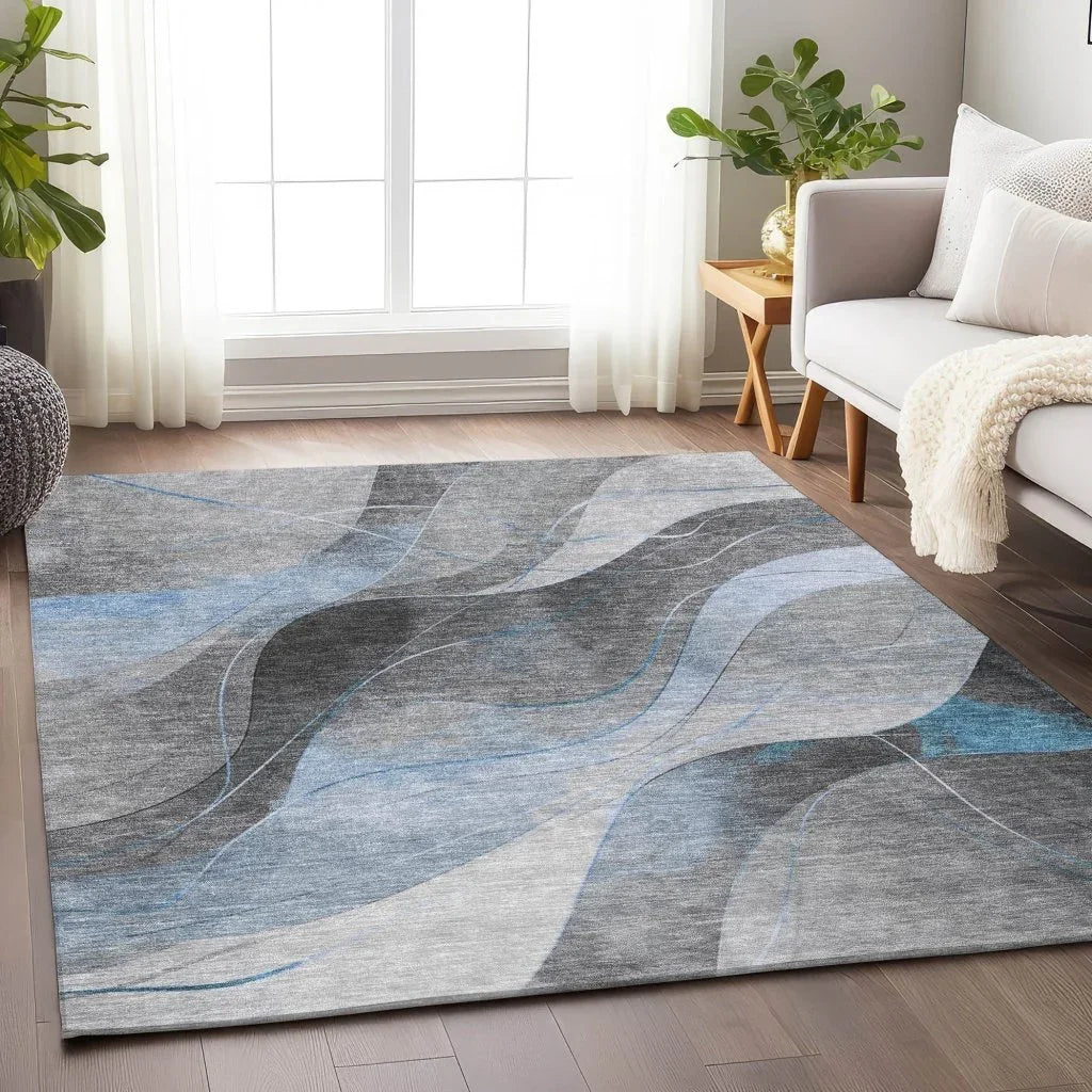 Aelien Blue Washable Indoor - Outdoor Rug - LOOMLAN - LOOMLAN Rugs - Outdoor Rugs