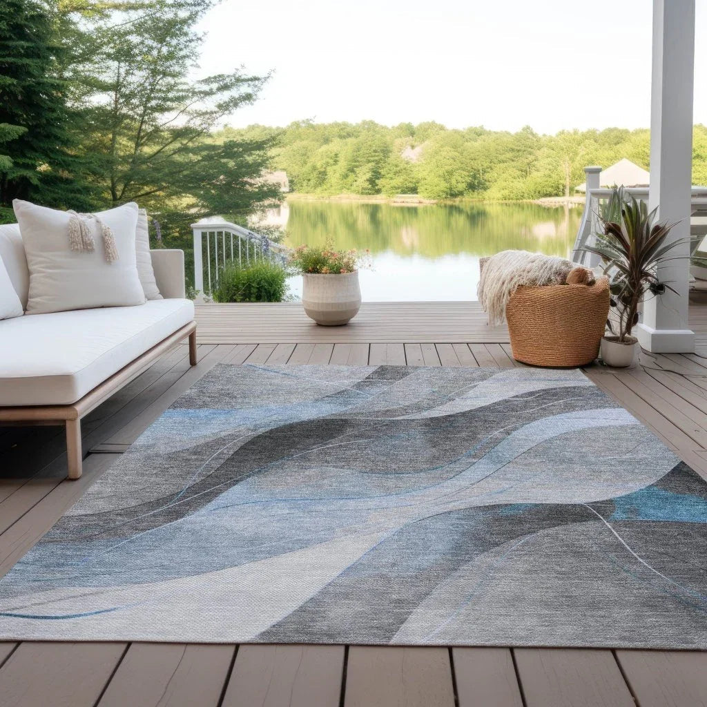 Aelien Blue Washable Indoor - Outdoor Rug - LOOMLAN - LOOMLAN Rugs - Outdoor Rugs