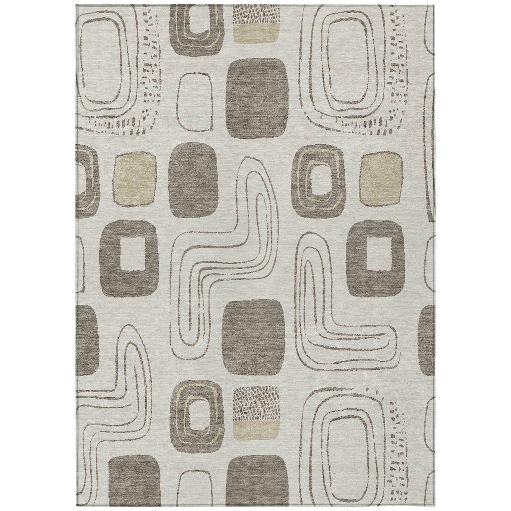 Aelira Brown Washable Indoor - Outdoor Rug - LOOMLAN - LOOMLAN Rugs - Outdoor Rugs