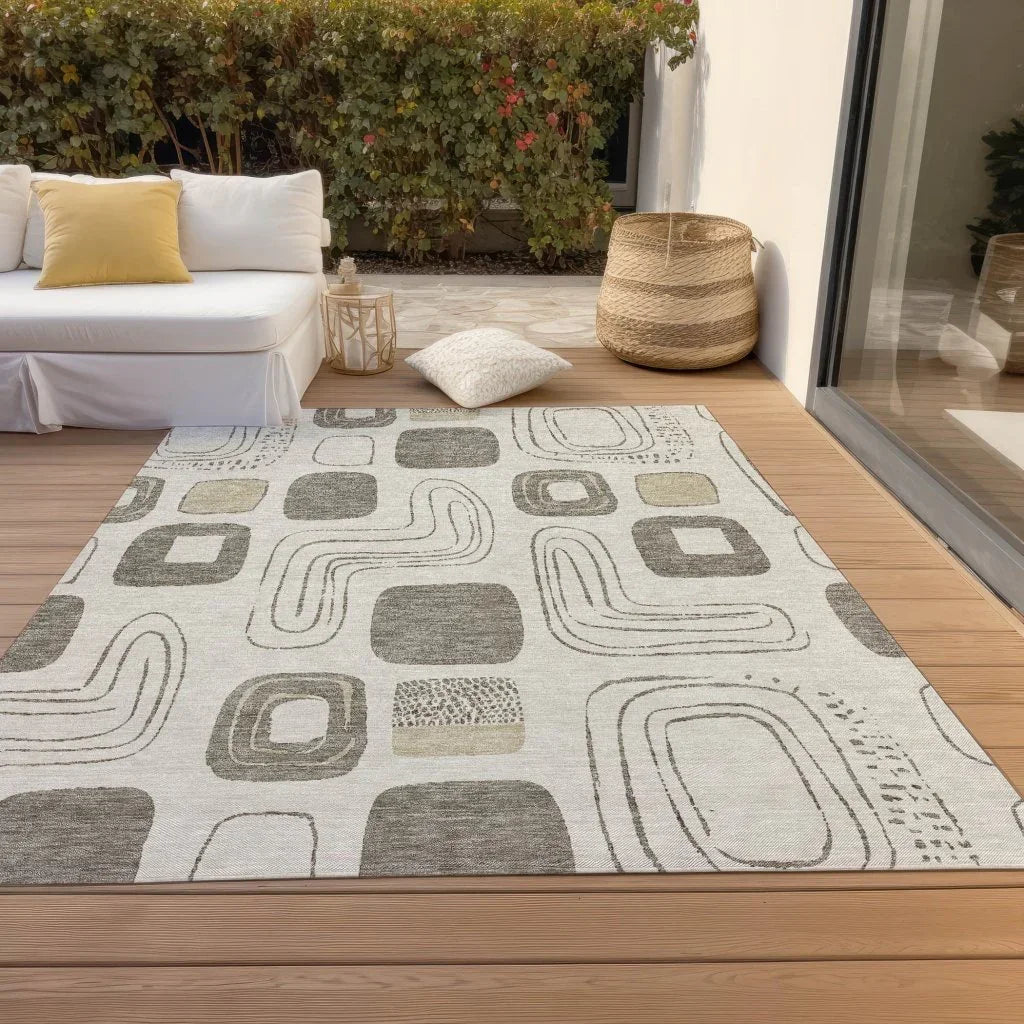 Aelira Brown Washable Indoor - Outdoor Rug - LOOMLAN - LOOMLAN Rugs - Outdoor Rugs