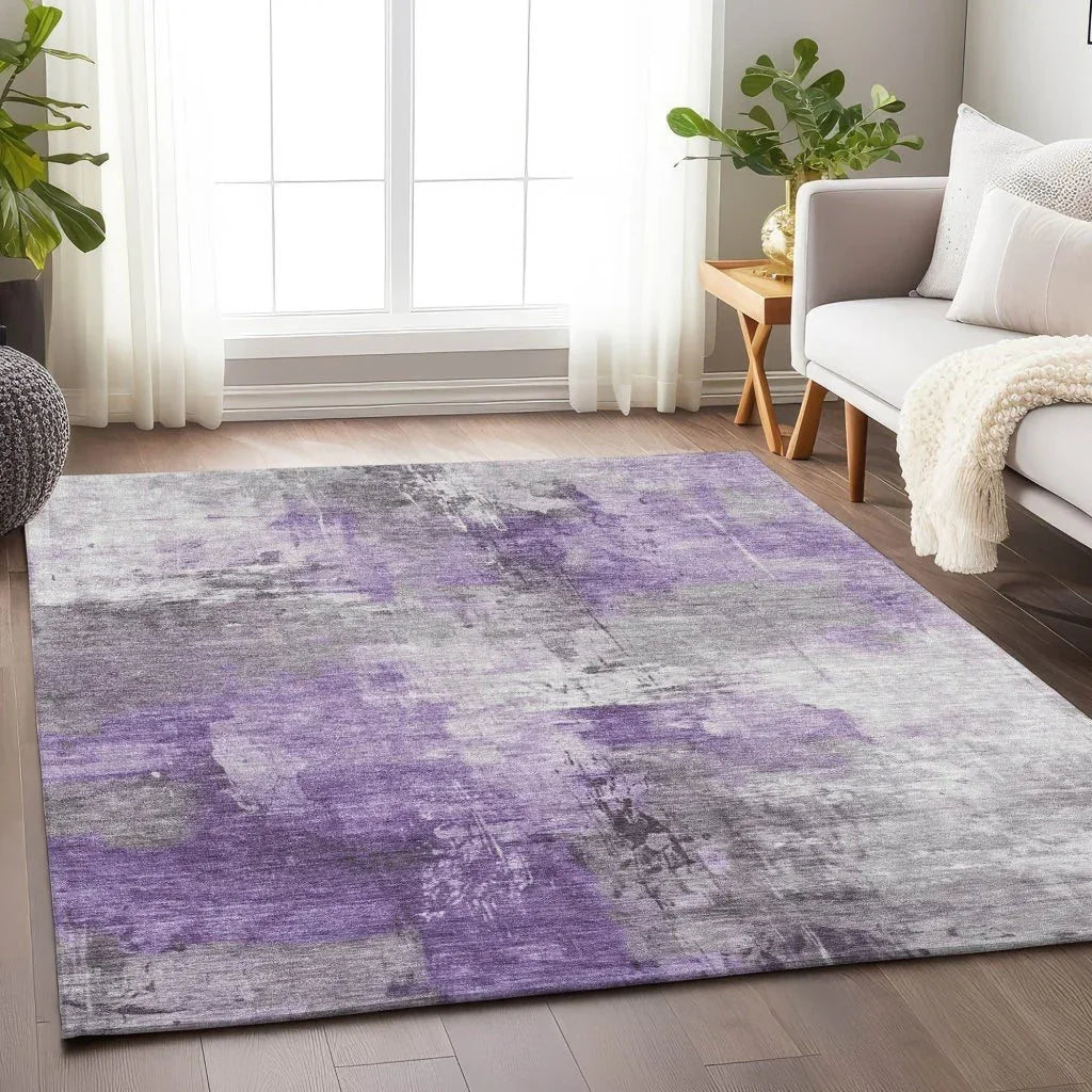 LOOMLAN Rugs Aelon Purple Washable Indoor-Outdoor Rug