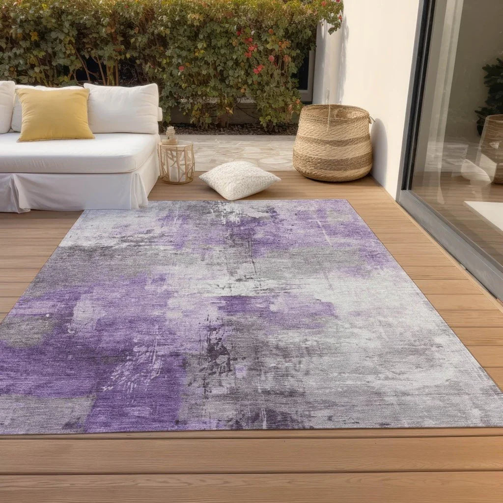 LOOMLAN Rugs Aelon Purple Washable Indoor-Outdoor Rug