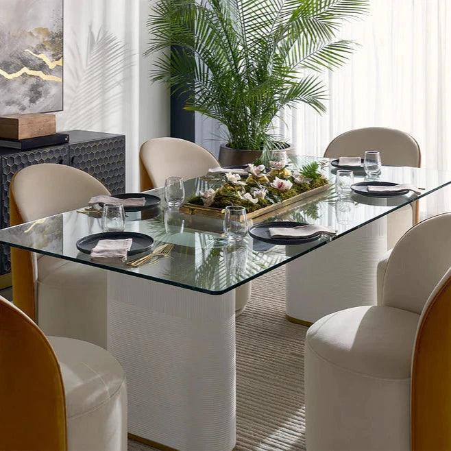 Aemond Dining Table 86.5" Glass Concrete Base-Dining Tables-SUNPAN-LOOMLAN