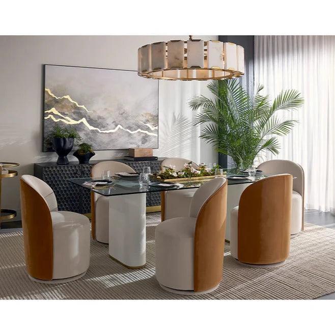 Aemond Dining Table 86.5" Glass Concrete Base-Dining Tables-SUNPAN-LOOMLAN