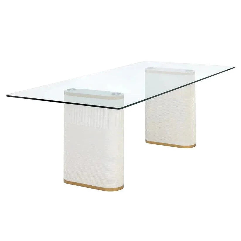 Aemond Dining Table 86.5" Glass Concrete Base-Dining Tables-SUNPAN-LOOMLAN