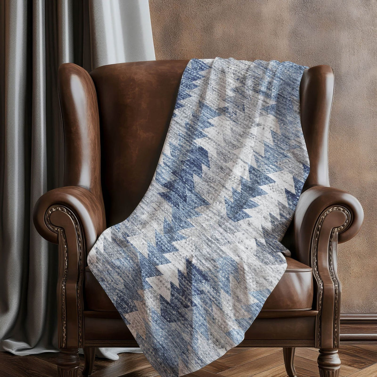 Addison Rugs Angled Checks Blue Washable Indoor-Outdoor Rug