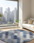 Addison Rugs Angled Checks Blue Washable Indoor-Outdoor Rug