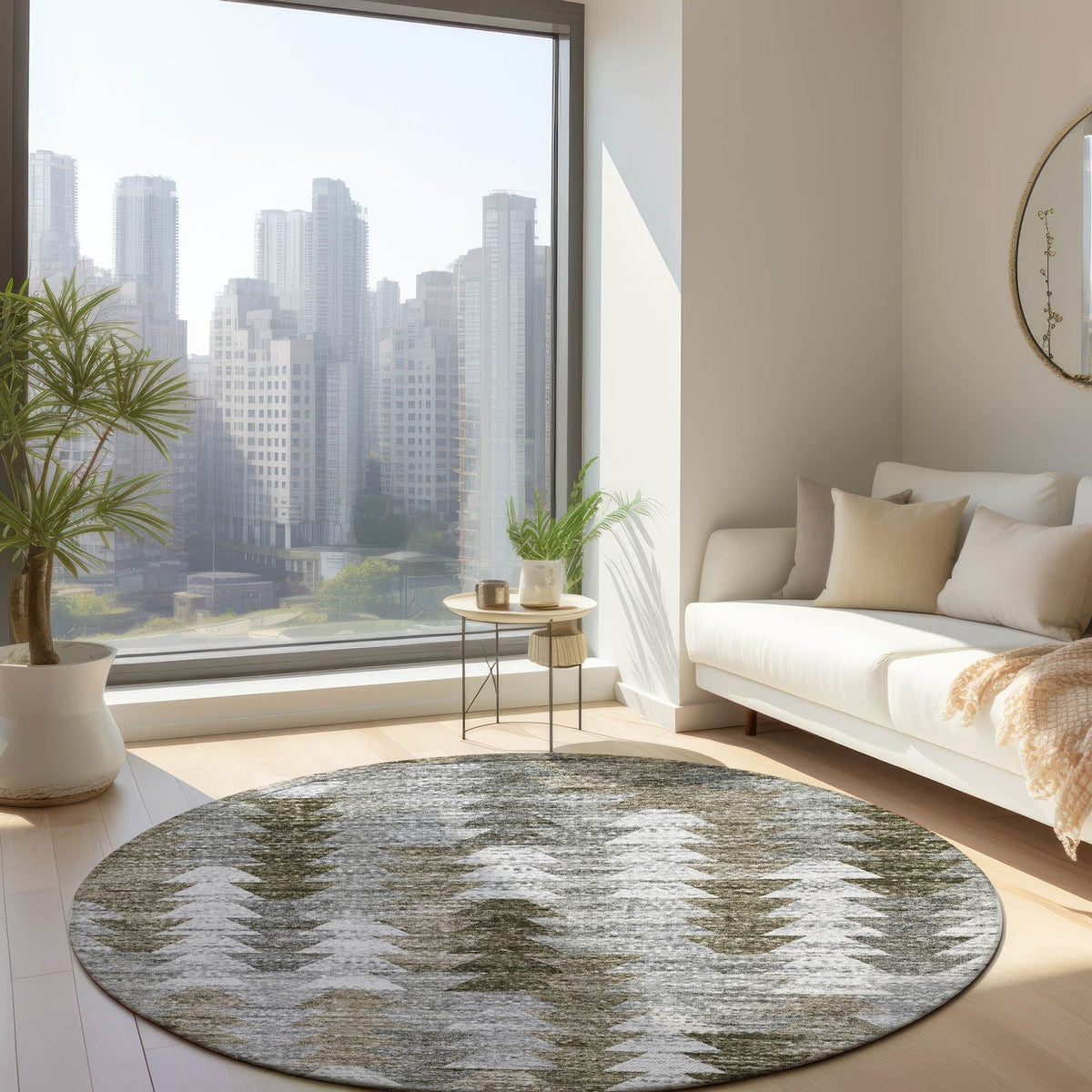 Addison Rugs Angled Checks Brown Washable Indoor-Outdoor Rug
