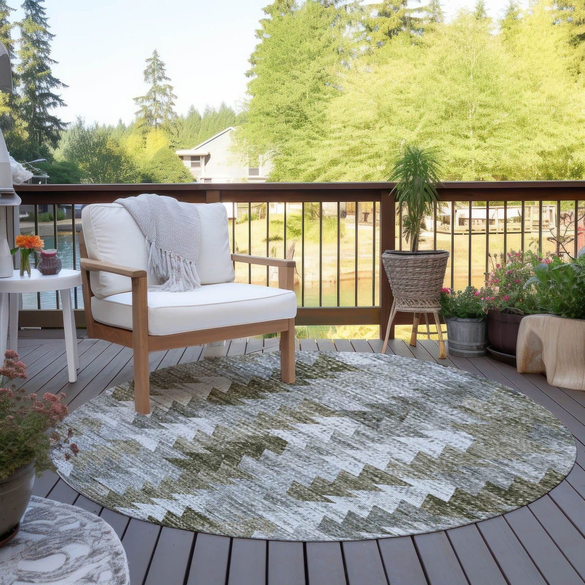 Addison Rugs Angled Checks Brown Washable Indoor-Outdoor Rug