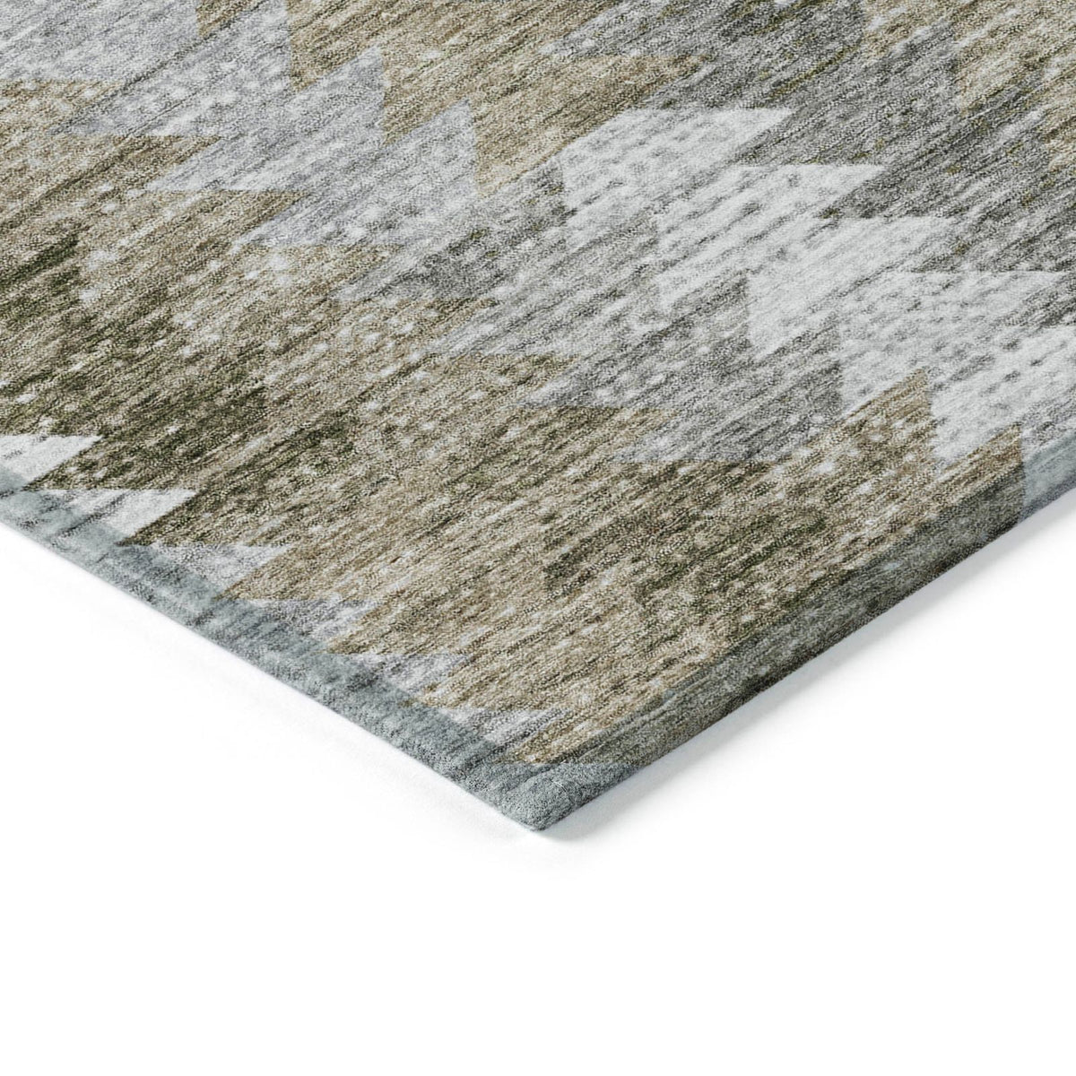 Addison Rugs Angled Checks Brown Washable Indoor-Outdoor Rug