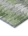 Addison Rugs Angled Checks Green Washable Indoor-Outdoor Rug