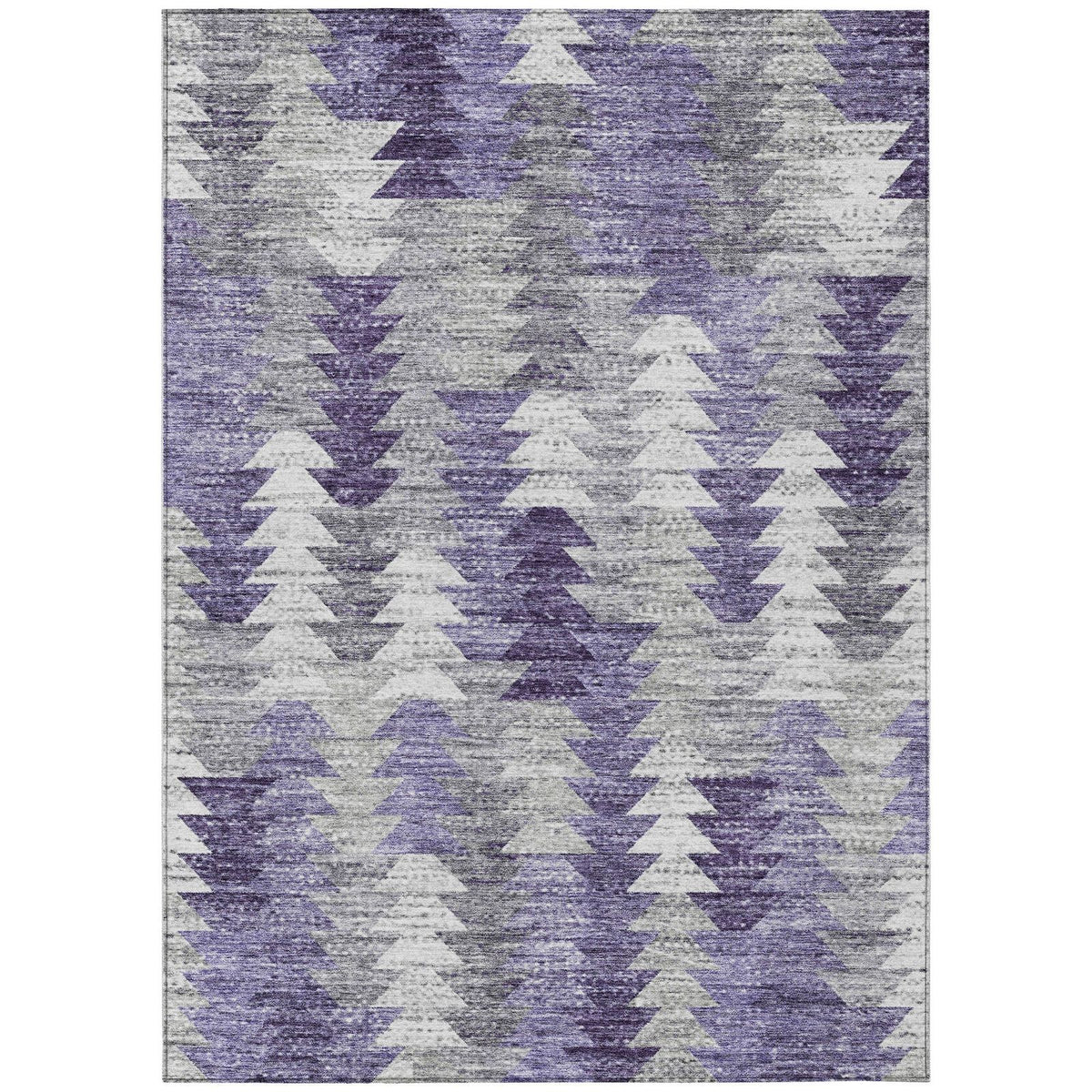 Addison Rugs Angled Checks Purple Washable Indoor-Outdoor Rug