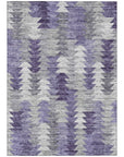 Addison Rugs Angled Checks Purple Washable Indoor-Outdoor Rug