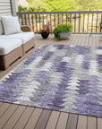 Addison Rugs Angled Checks Purple Washable Indoor-Outdoor Rug