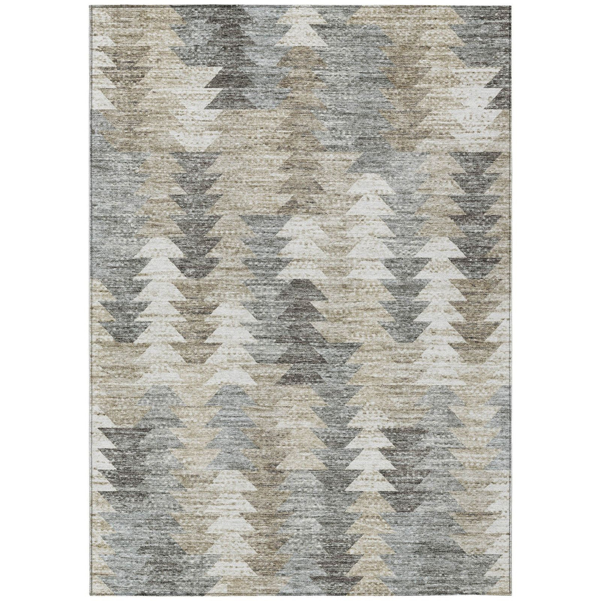 Addison Rugs Angled Checks Taupe Washable Indoor-Outdoor Rug