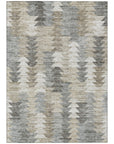 Addison Rugs Angled Checks Taupe Washable Indoor-Outdoor Rug