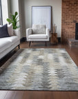 Addison Rugs Angled Checks Taupe Washable Indoor-Outdoor Rug