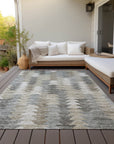 Addison Rugs Angled Checks Taupe Washable Indoor-Outdoor Rug