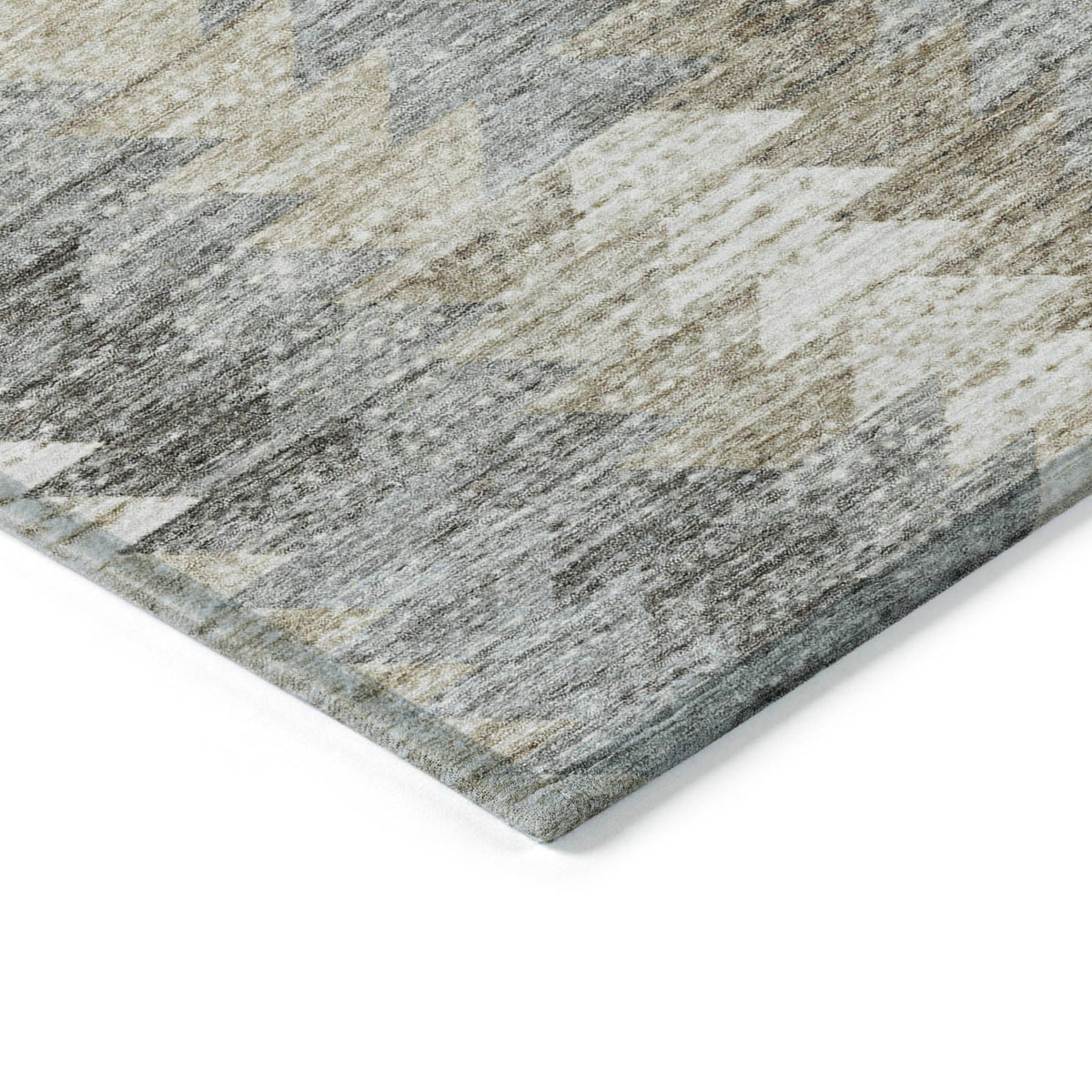 Addison Rugs Angled Checks Taupe Washable Indoor-Outdoor Rug