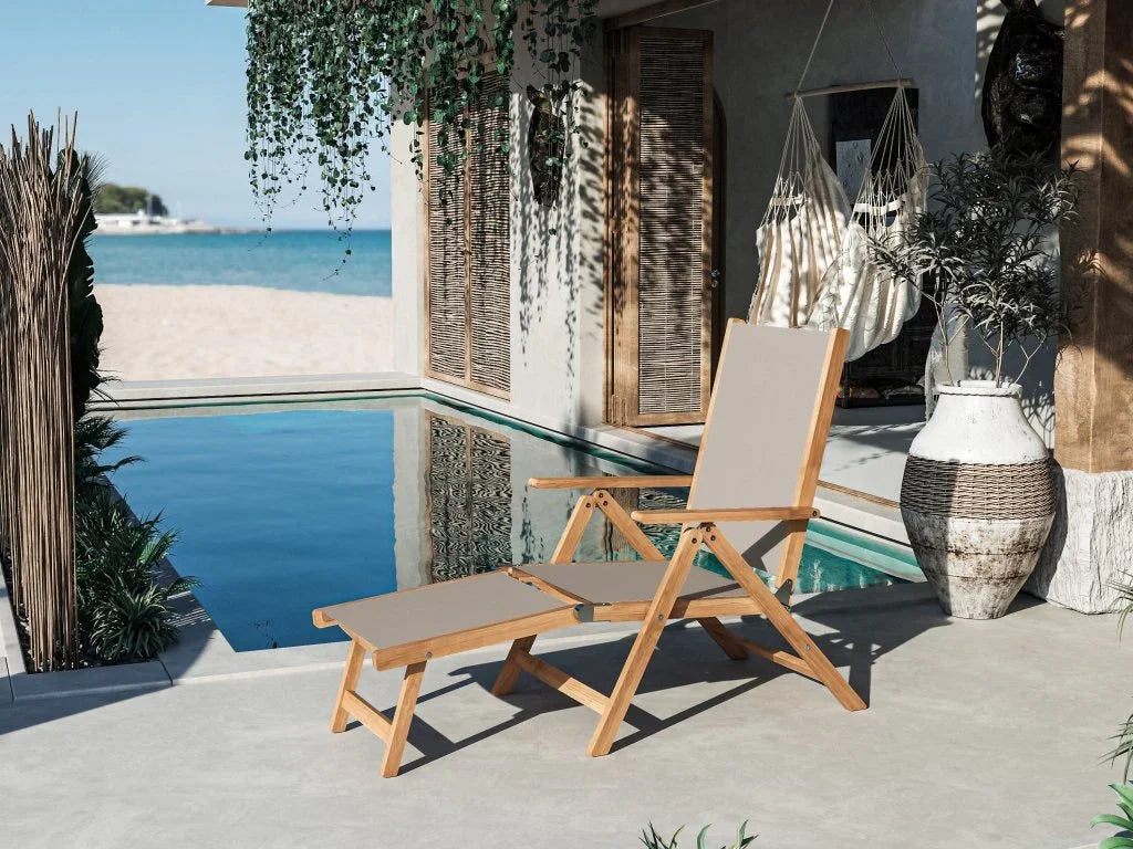 HiTeak Aquitania Teak Patio Folding Lounge Deck Chair