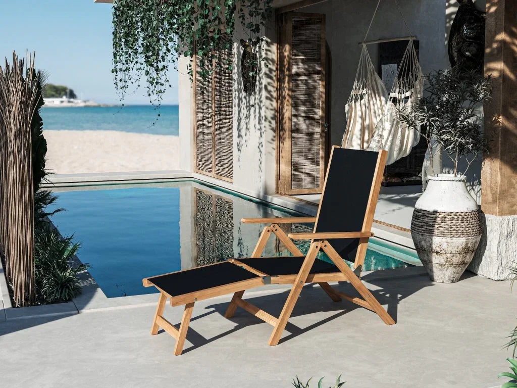 HiTeak Aquitania Teak Patio Folding Lounge Deck Chair