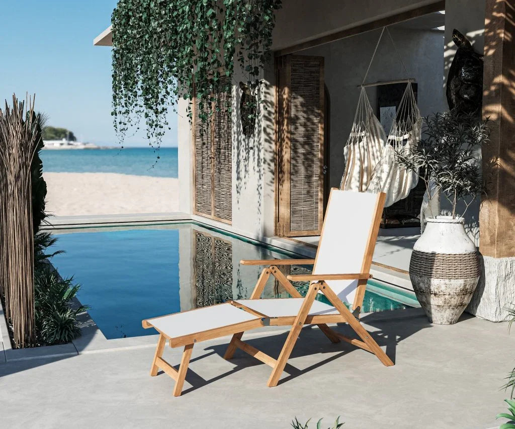 HiTeak Aquitania Teak Patio Folding Lounge Deck Chair