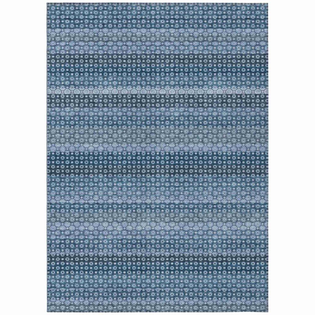 LOOMLAN Rugs Ariaelle Blue Washable Indoor-Outdoor Rug
