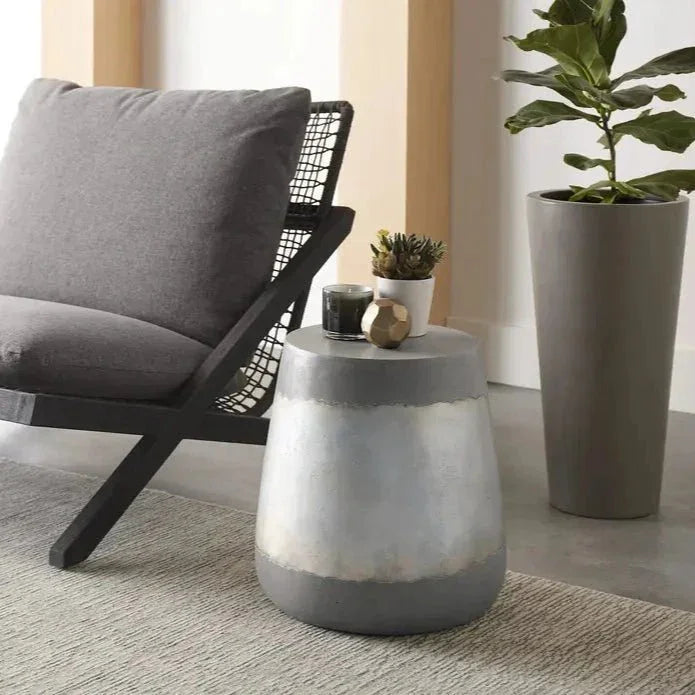 Aries Concrete Outdoor Round End Table - LOOMLAN - SUNPAN - Outdoor Side Tables