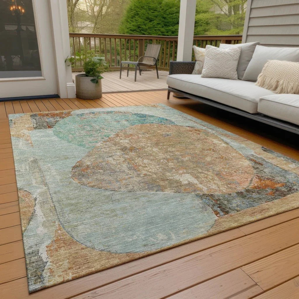 LOOMLAN Rugs Armalise Teal Washable Indoor-Outdoor Rug