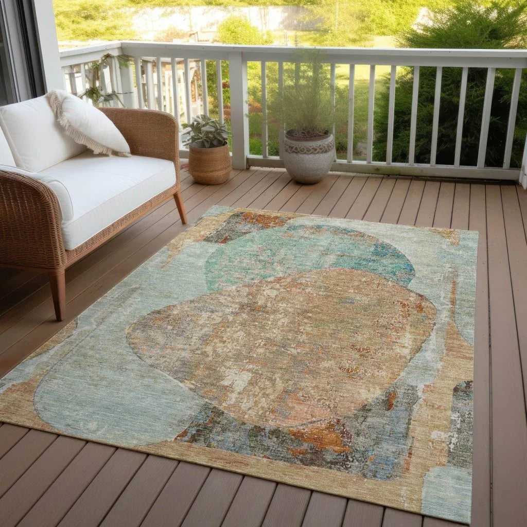 LOOMLAN Rugs Armalise Teal Washable Indoor-Outdoor Rug