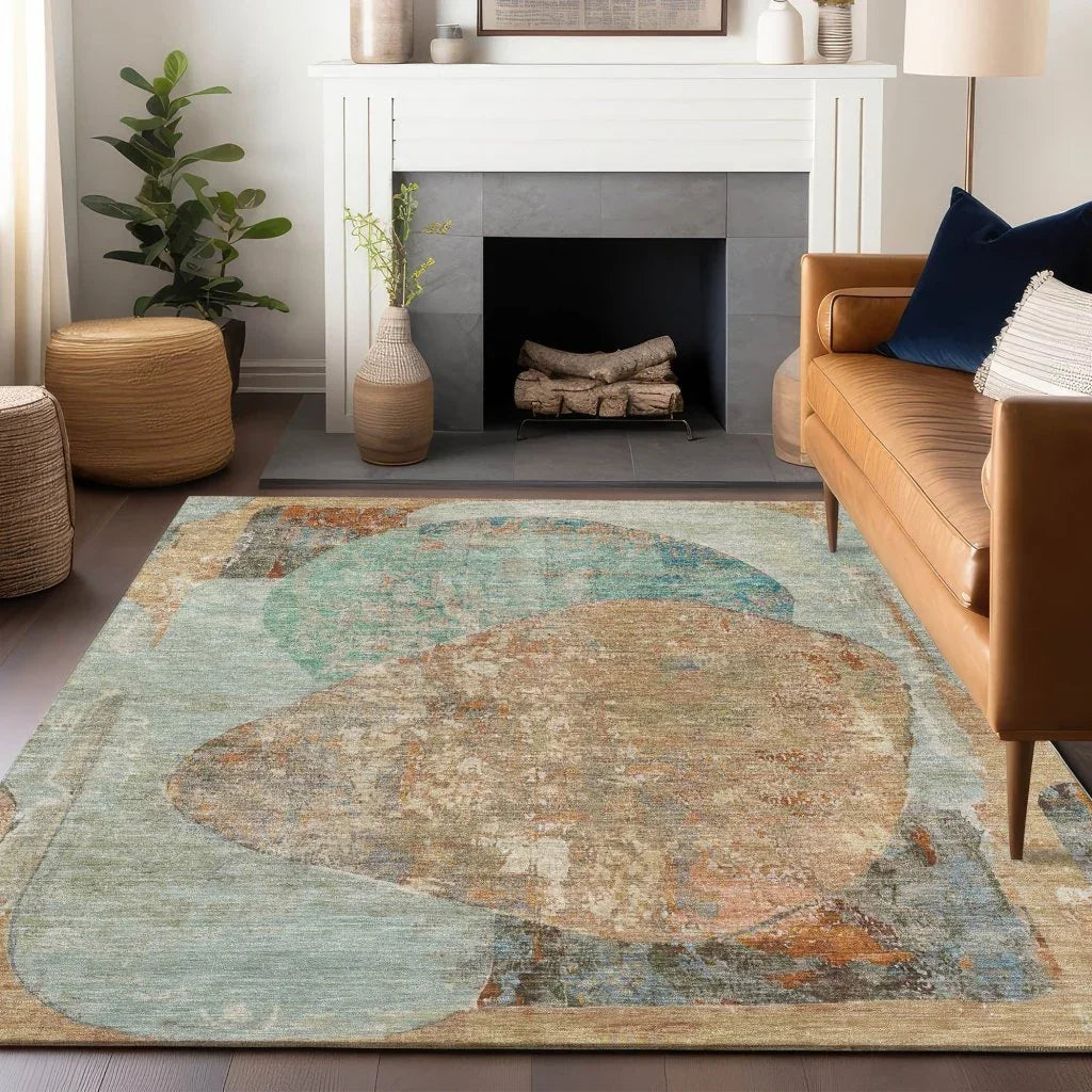 LOOMLAN Rugs Armalise Teal Washable Indoor-Outdoor Rug