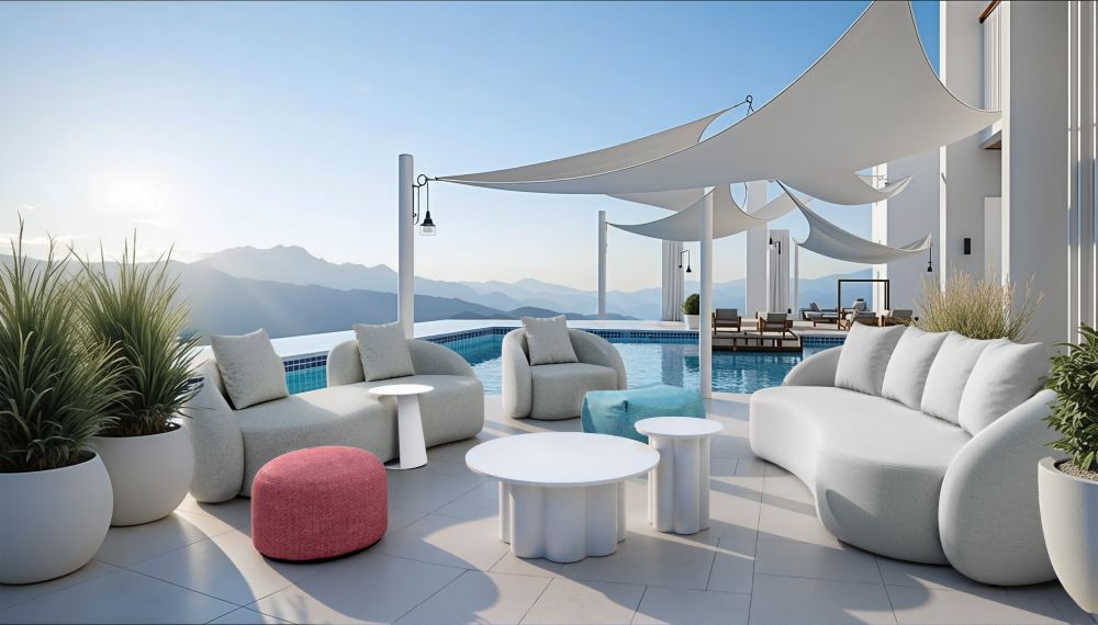 Zuo Modern Aroz Green Olefin Fabric Outdoor Ottoman