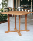 HiTeak Avery Square Teak Outdoor Dining Table Umbrella Hole
