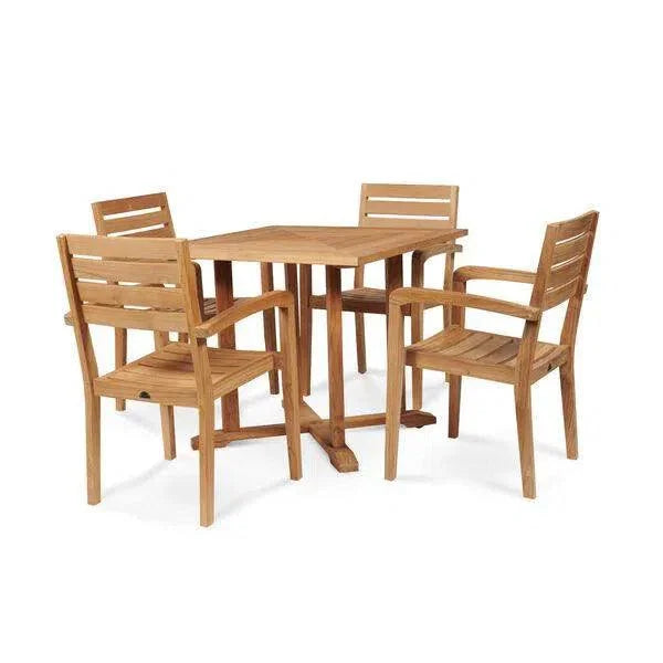 HiTeak Avery Square Teak Outdoor Dining Table Umbrella Hole