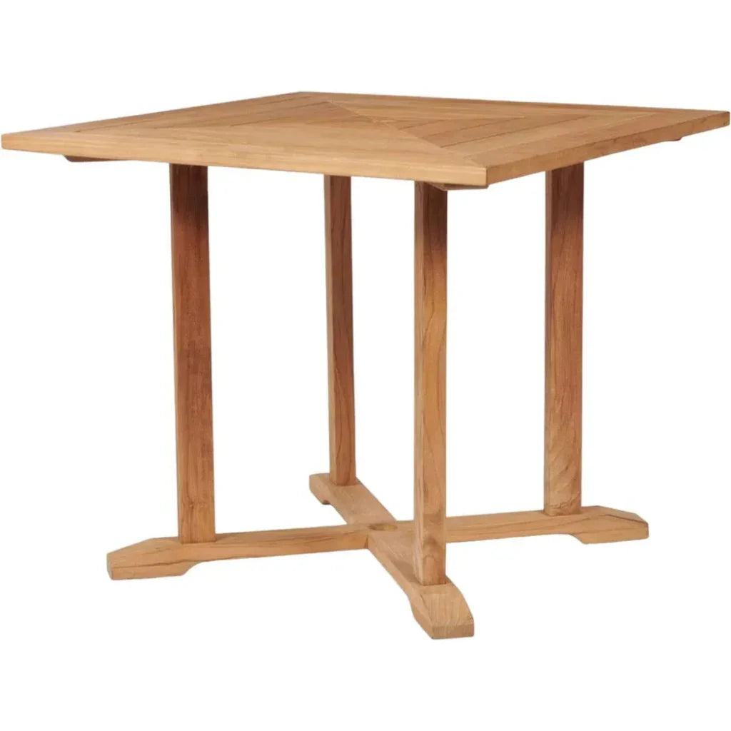 HiTeak Avery Square Teak Outdoor Dining Table Umbrella Hole