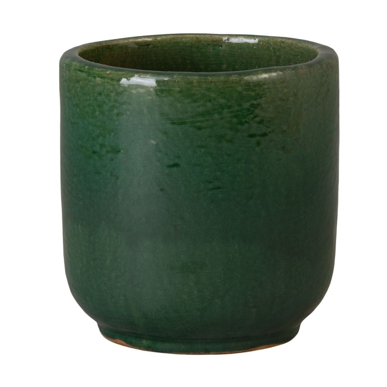 Emissary Barrel Green Ceramic Outdoor Planter