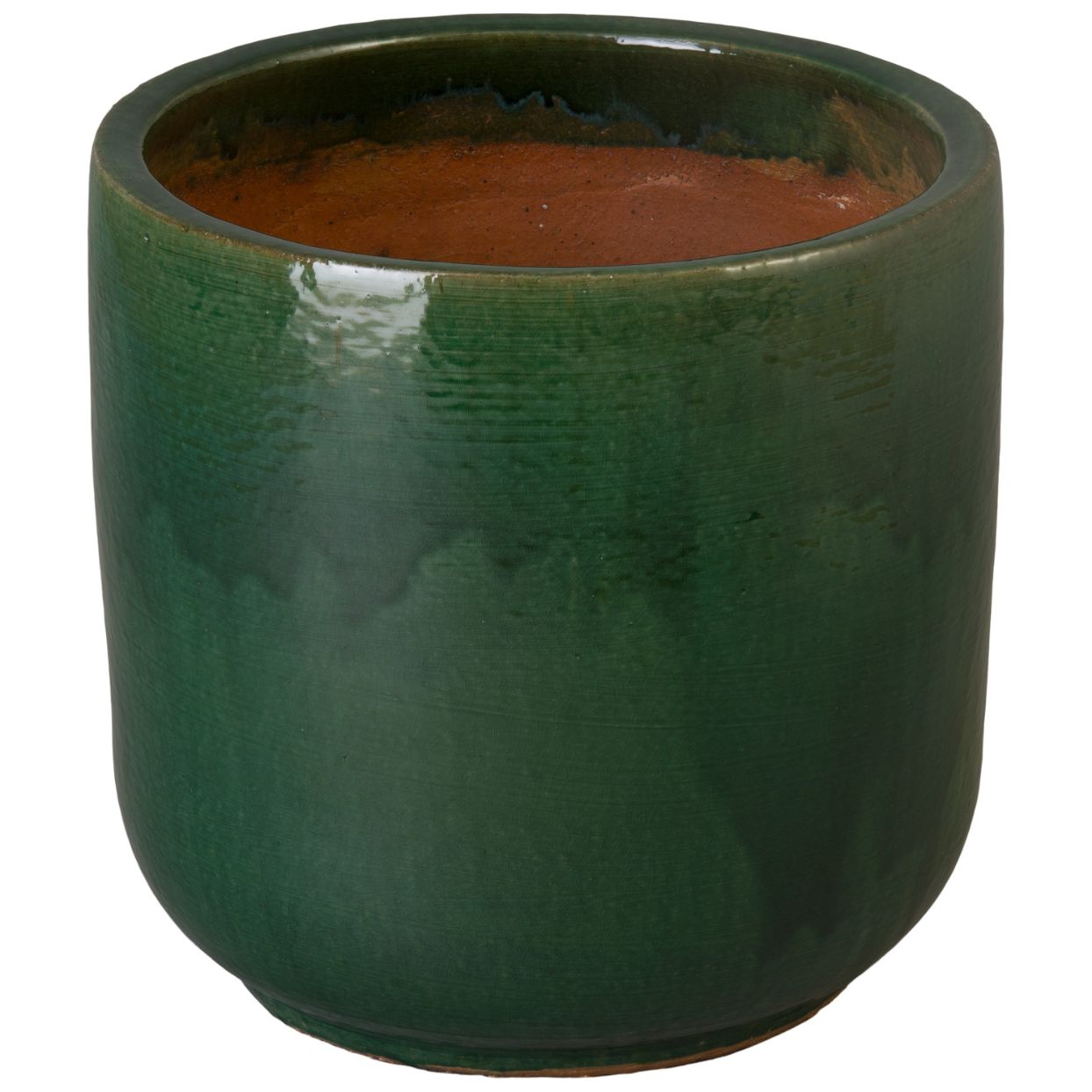 Emissary Barrel Green Ceramic Outdoor Planter