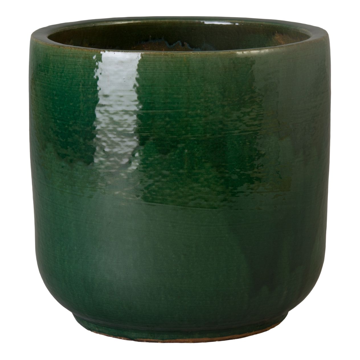 Emissary Barrel Green Ceramic Outdoor Planter