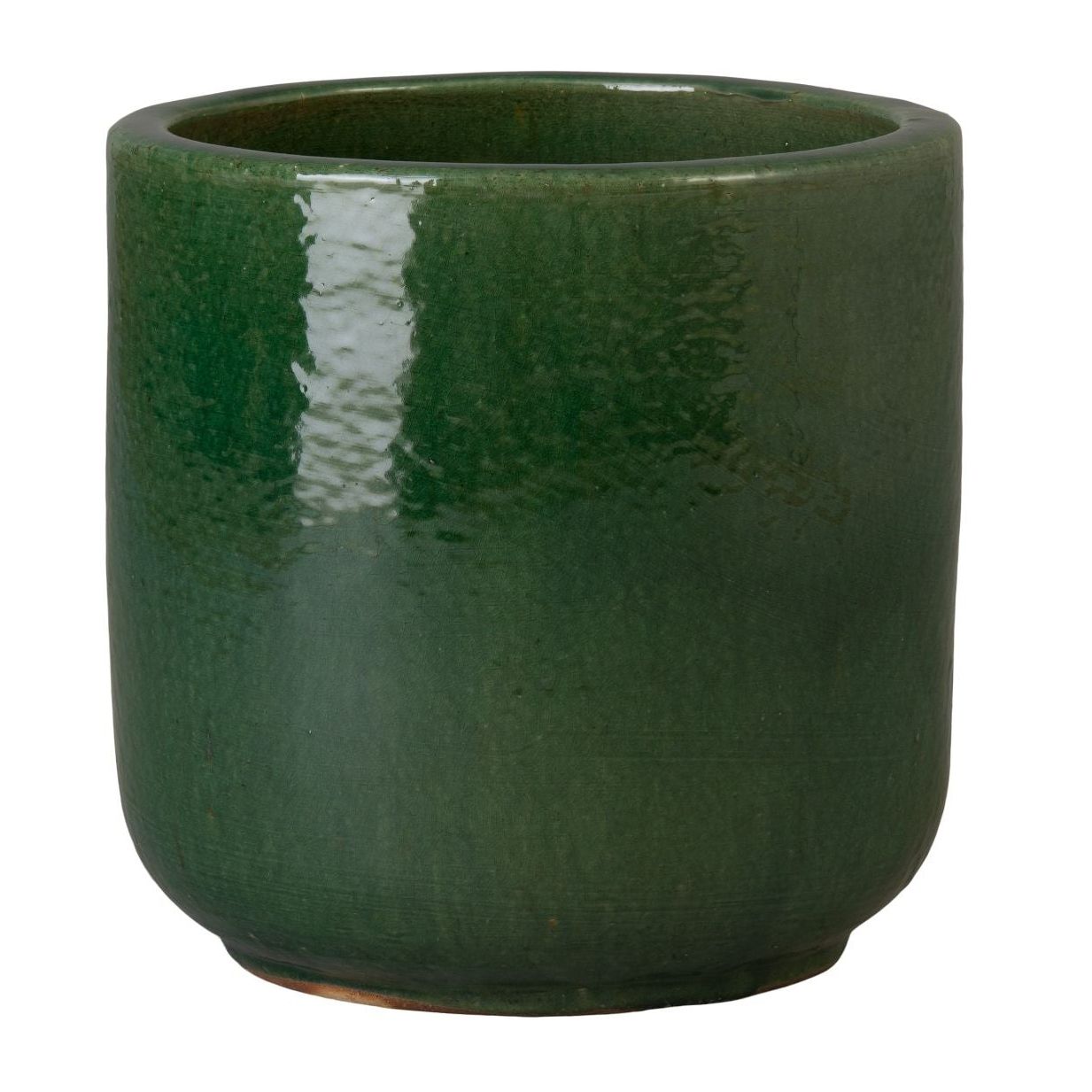 Emissary Barrel Green Ceramic Outdoor Planter