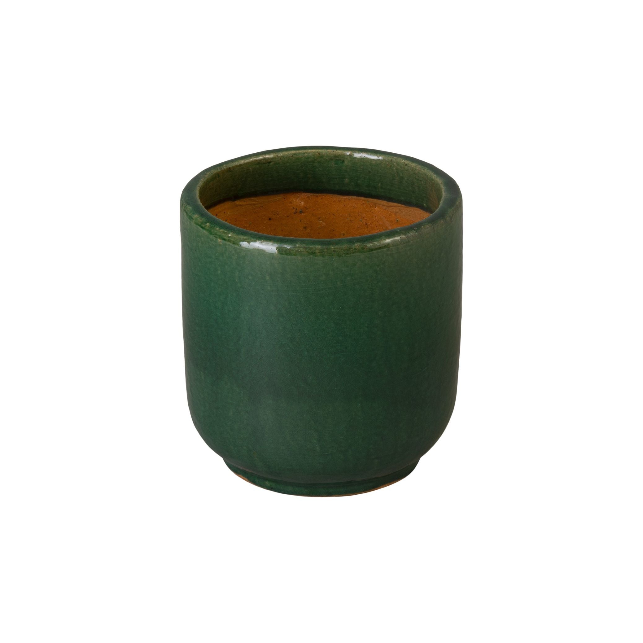 Emissary Barrel Green Ceramic Outdoor Planter