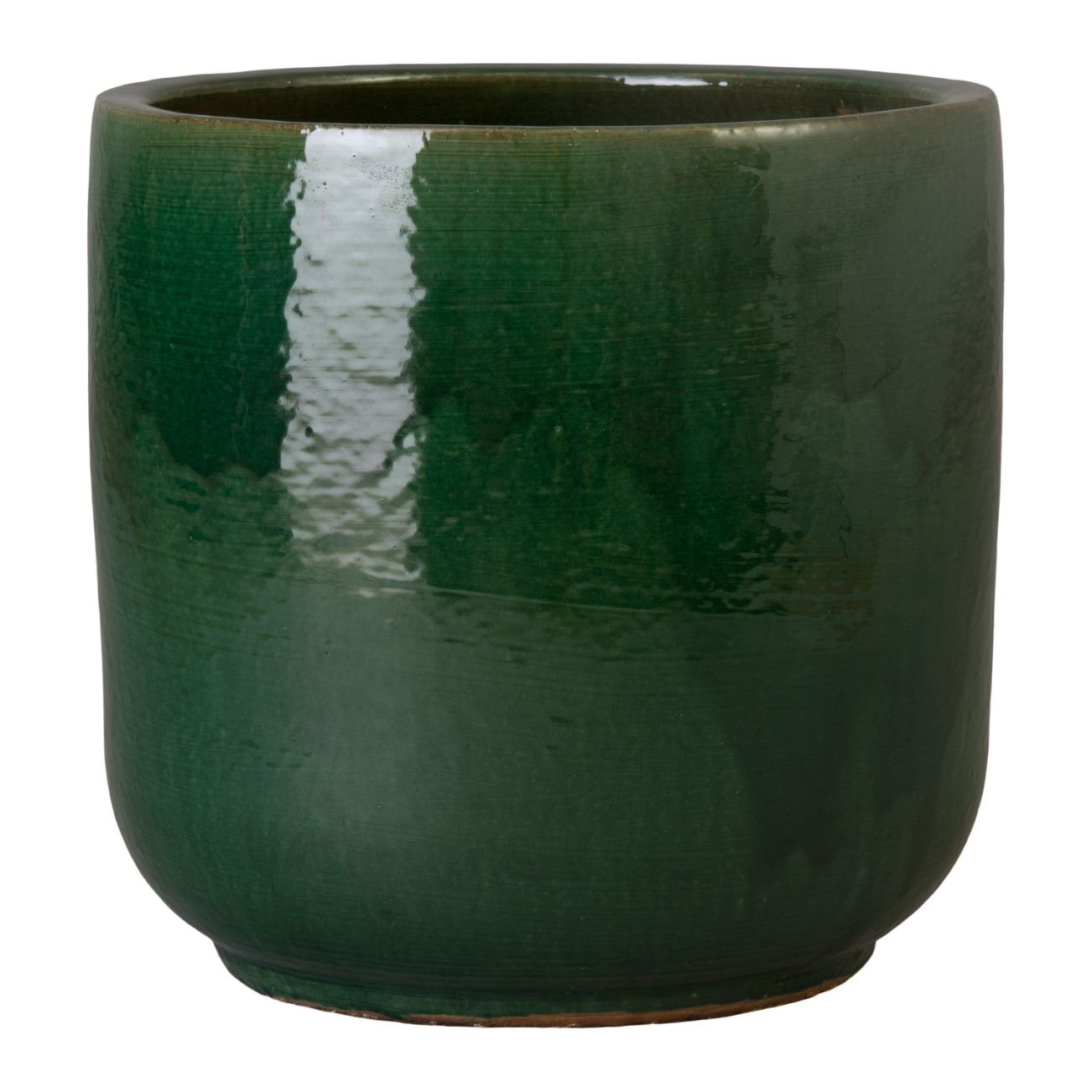 Emissary Barrel Green Ceramic Outdoor Planter