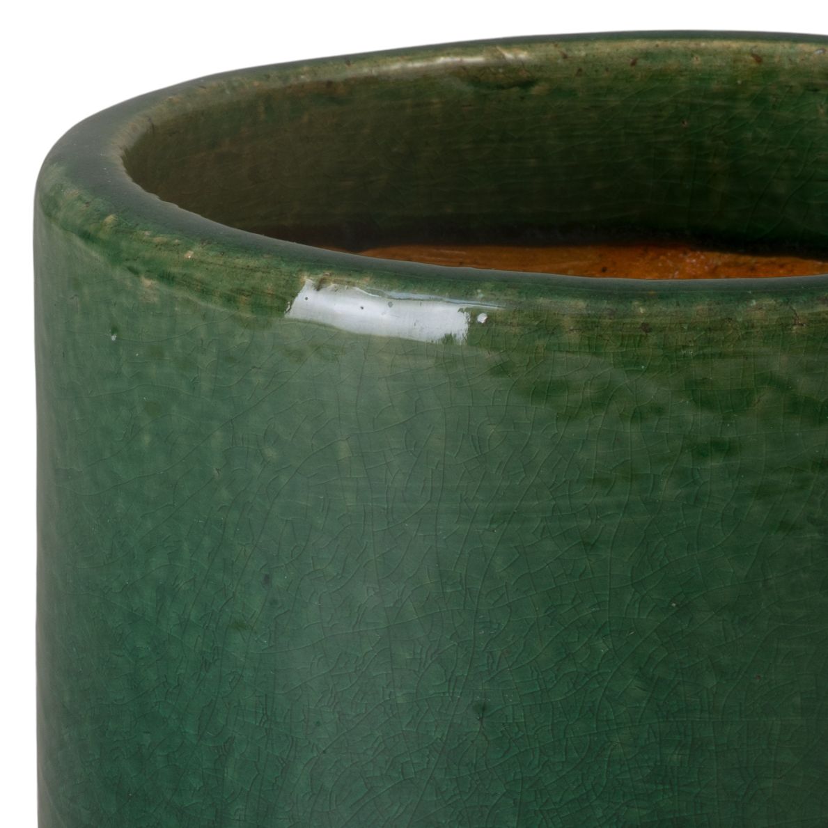 Emissary Barrel Green Ceramic Outdoor Planter