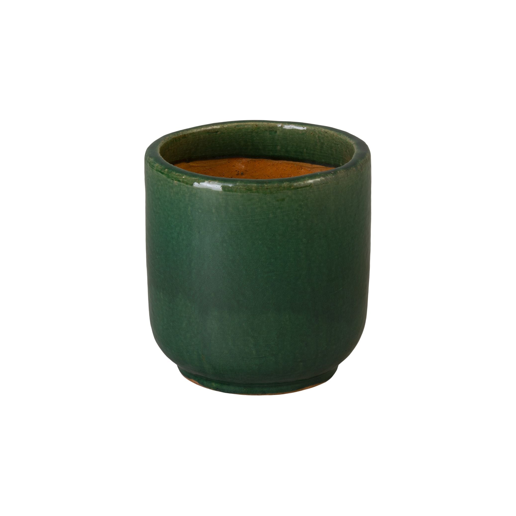Emissary Barrel Green Ceramic Outdoor Planter