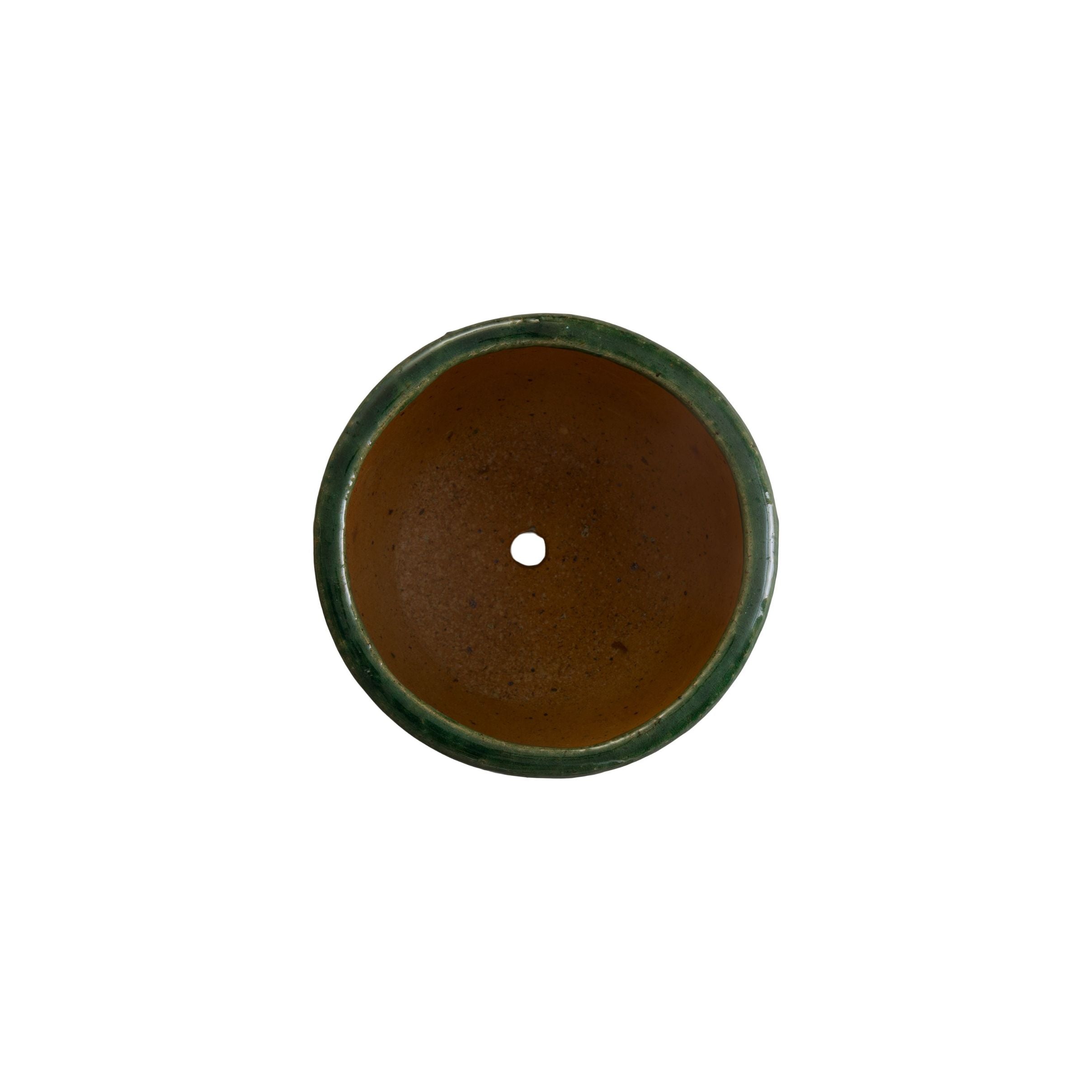 Emissary Barrel Green Ceramic Outdoor Planter