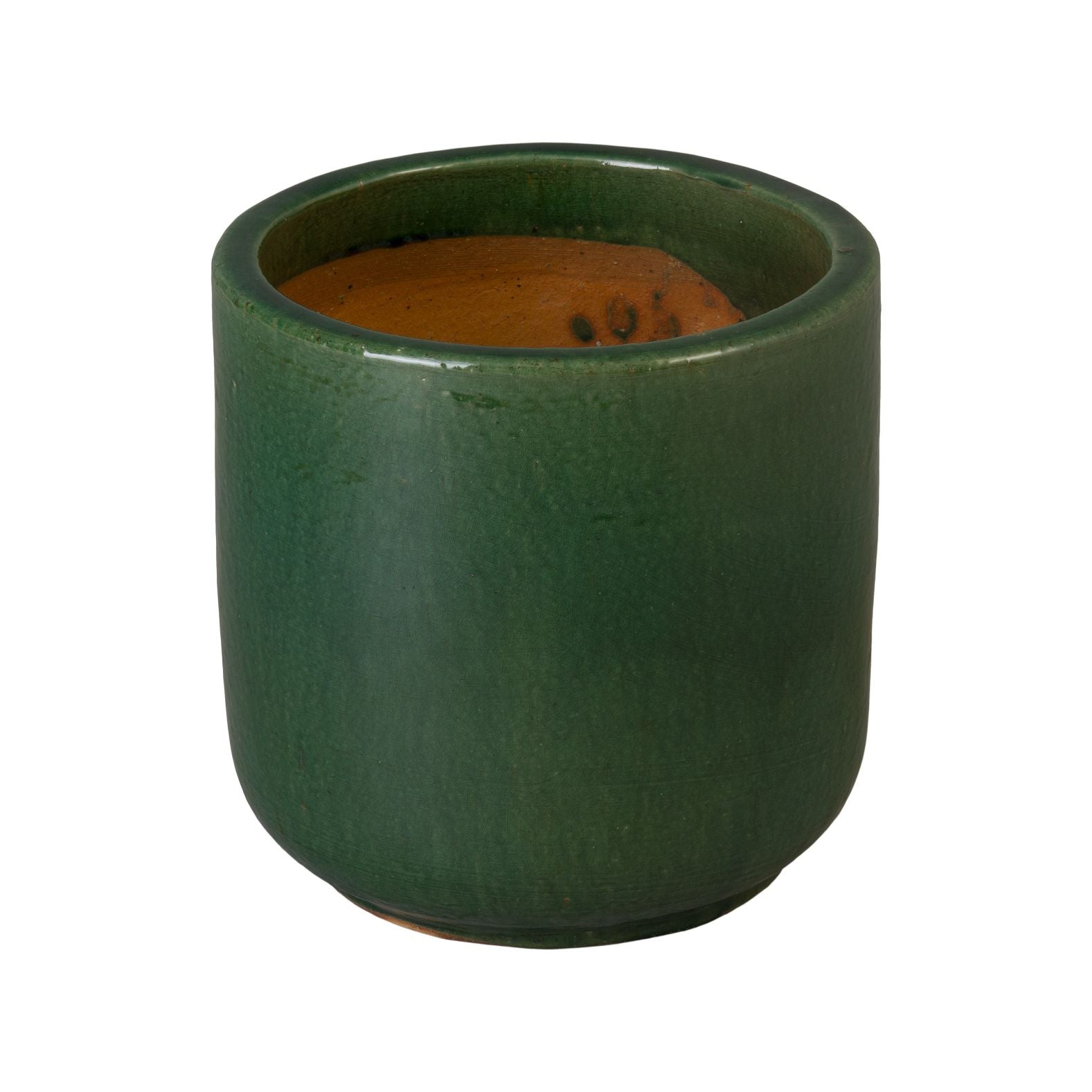 Emissary Barrel Green Ceramic Outdoor Planter