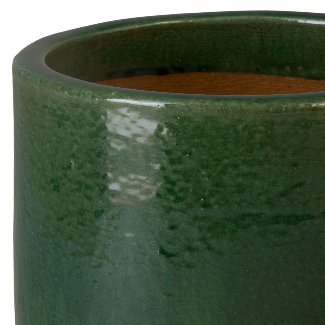 Emissary Barrel Green Ceramic Outdoor Planter