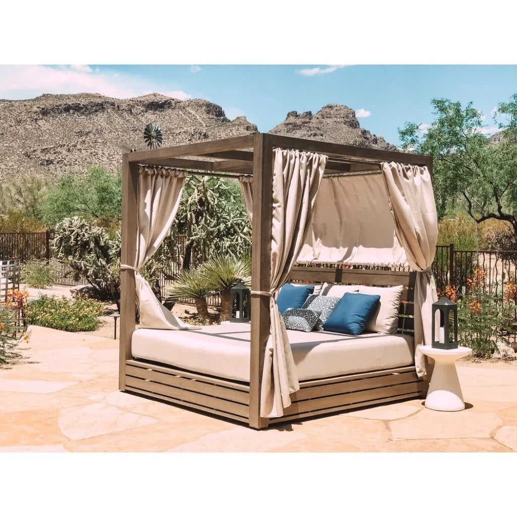 Sunset West Bazaar Bone Finish Round Outdoor End Table