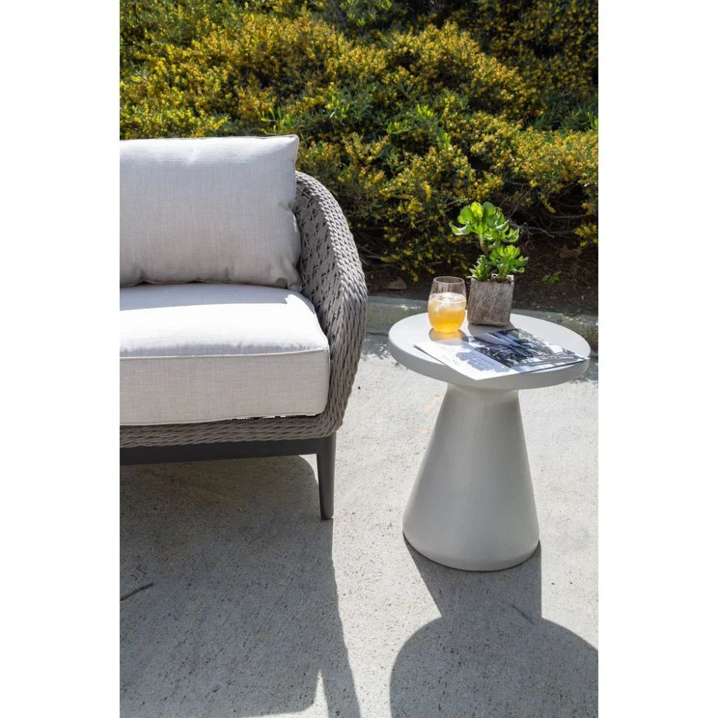 Sunset West Bazaar Bone Finish Round Outdoor End Table