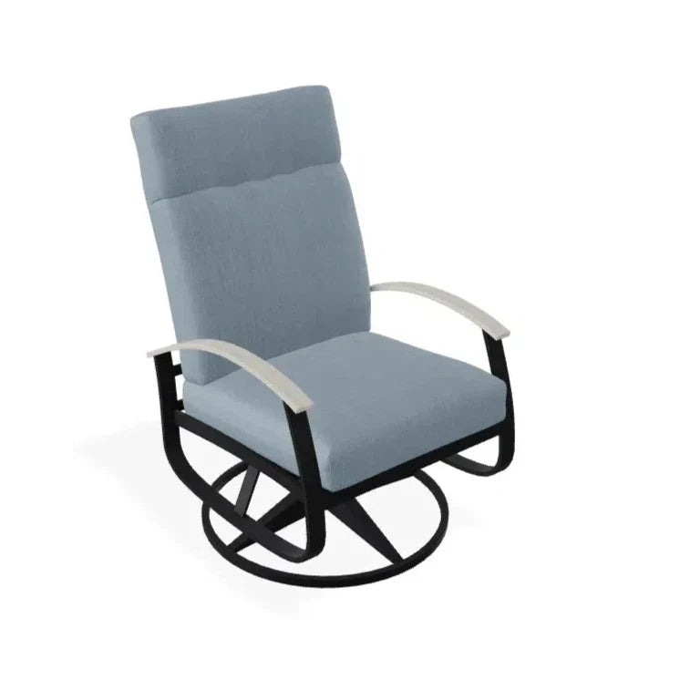 Belle Isle Cushion Supreme Swivel Rocker With Rustic Arm