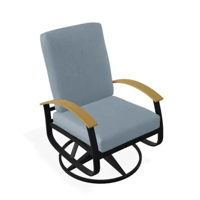 Belle Isle Cushion Swivel Rocker With Rustic Polymer Arms